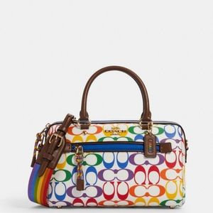 Coach Rowan Satchel In Rainbow Signature Canvas